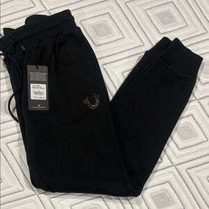 True Religion Black Sweatpants with Iconic Emblem New!
